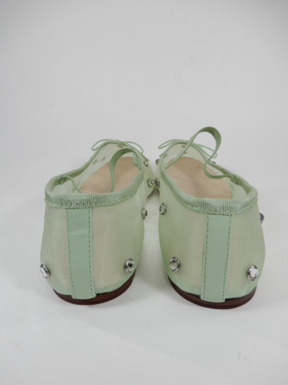 Loeffler Randall Leonie Mary Jane Ballet Flats Size 10 Crystal Mesh Seafoam NEW - Picture 10 of 16